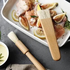 BBQ Tråcklingsborstar - Set med 2, trähandtag, för olja, sås, grill, bakning, bakverk