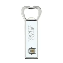 Bearded Collie, Highland Collie - flasköppnare med foto och inskription för Art-Dog beer