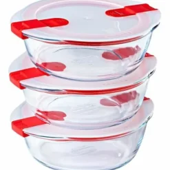 Behållare för matkonservering Pyrex Cook & Heat 1,1 L Transparent 3 Delar