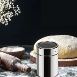 Behållare med sil Sil för pulveriserat sockerströssel pulveriserat socker kanel kakao