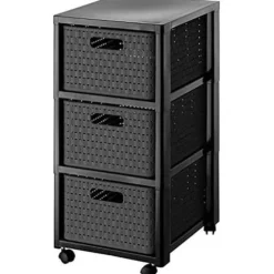 Behållare på hjul - ROTHO - Country - 3 lådor - BPA-fri plast - Antracit