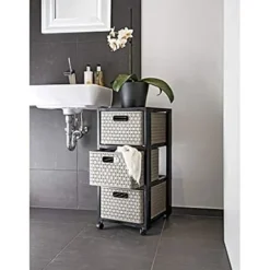 Behållare på hjul - ROTHO - Country - 3 lådor - BPA-fri plast - Antracit