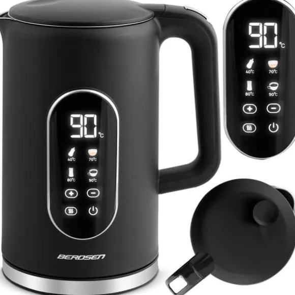 Berdsen BD-712 1,7l vattenkokare, svart och silver