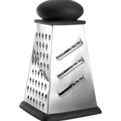 BergHOFF 4-sidet firkantet rivejern - rustfrit stl med bldt greb og gummibase for nem rivning