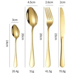 Bestick - TD® - 24-delarsset - Guldiga - Rostfritt Stål - Modern Design