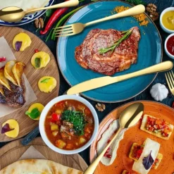 Bestick - TD® - 24-delarsset - Guldiga - Rostfritt Stål - Modern Design