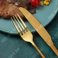 Bestick - TEKNISK RABATT - Set med 24 delar - Guld rostfritt stål - För 6 personer - Elegant