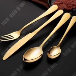 Bestick - TEKNISK RABATT - Set med 24 delar - Guld rostfritt stål - För 6 personer - Elegant