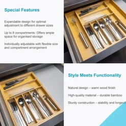 Bestickbricka Besticklåda i bambu med 8 utdragbara fack