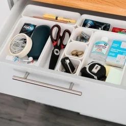 Besticklåda | Modulär Förvaringslåda för Bestick | Köksorganisatör Vit