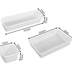 Besticklåda | Modulär Förvaringslåda för Bestick | Köksorganisatör Vit