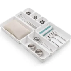 Besticklåda | Modulär Förvaringslåda för Bestick | Köksorganisatör Vit