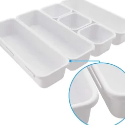 Besticklåda | Modulär Förvaringslåda för Bestick | Köksorganisatör Vit