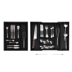 Besticklåda, Bambu, 35x43.5x6.5 cm, Svart