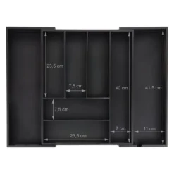 Besticklåda, Bambu, 35x43.5x6.5 cm, Svart