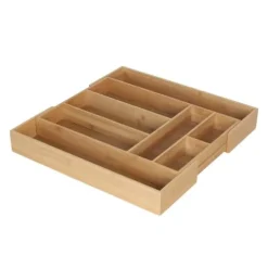 Besticklåda, utdragbar bambu, 6,5x49,5x33 cm, naturlig