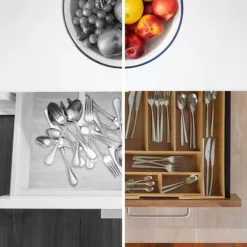 Besticklåda, utdragbar bambu, 6,5x49,5x33 cm, naturlig