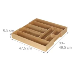 Besticklåda, utdragbar bambu, 6,5x49,5x33 cm, naturlig