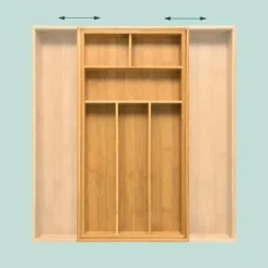 Besticklåda, utdragbar bambu, 6,5x49,5x33 cm, naturlig