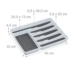 Besticklåda, 4.5x33x40 cm, Vit-Grå, Plast