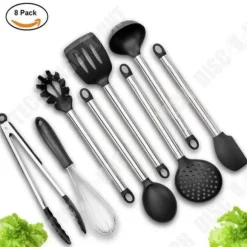 Bestickset - TD® - 8 delar - Silikon - Rostfritt stål - Tål höga temperaturer