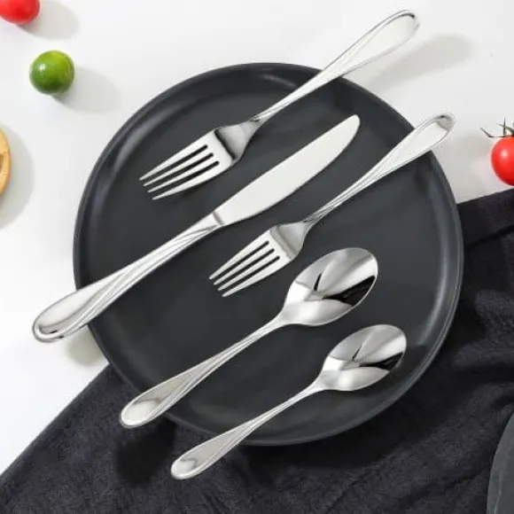 Bestickset, 45-delar rostfritt stål, tål diskmaskin, bordsservis