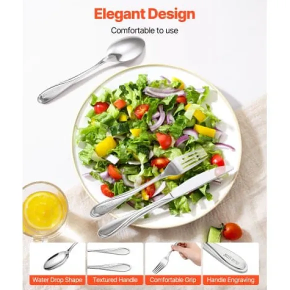 Bestickset, 45-delar rostfritt stål, tål diskmaskin, bordsservis