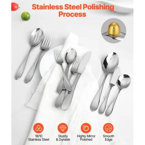 Bestickset, 45-delar rostfritt stål, tål diskmaskin, bordsservis