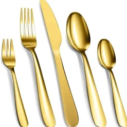 Bestickset, Rostfritt Stål, Service för 12,Guld