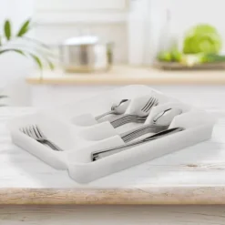 Bestickslåda set, 4x24,5x32,5 cm, Vit