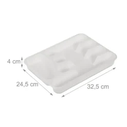 Bestickslåda set, 4x24,5x32,5 cm, Vit