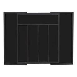 Bestickslåda, Utdragbar Bambu, 5,5x48,5x37 cm, Svart