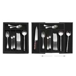 Bestickslåda, Utdragbar Bambu, 5,5x48,5x37 cm, Svart