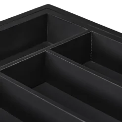 Bestickslåda, Utdragbar Bambu, 5,5x48,5x37 cm, Svart