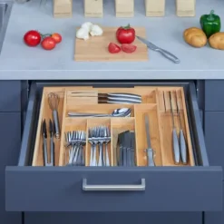 Bestickslåda, Utdragbar Bambu, 5x52x43 cm, Natur