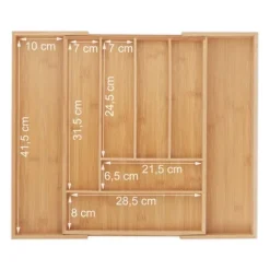 Bestickslåda, Utdragbar Bambu, 5x52x43 cm, Natur