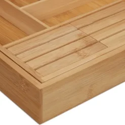 Bestickslåda, Utdragbar Bambu, 5x52x43 cm, Natur