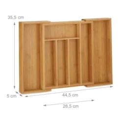 Bestickslåda, Utdragbar Bambu, 5x44,5x35,5 cm, Natur