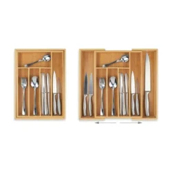 Bestickslåda, Utdragbar Bambu, 5x44,5x35,5 cm, Natur