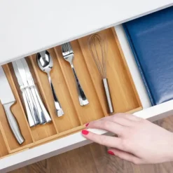 Bestickslåda, Utdragbar Bambu, 5x52x45,5 cm, Natur