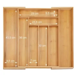 Bestickslåda, Utdragbar Bambu, 5x52x45,5 cm, Natur