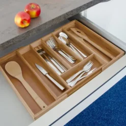 Bestickslåda, Utdragbar Bambu, 6.5x38x35.5 cm, Natur