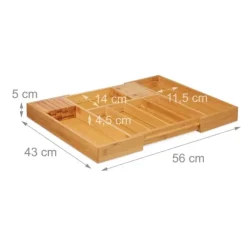 Bestickslåda, Utdragbar Bambuträ, 5x56x43 cm, Brun