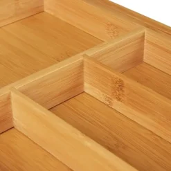 Bestickslåda, Utdragbar Bambuträ, 5x56x43 cm, Brun