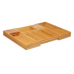 Bestickslåda, Utdragbar Bambuträ, 5x56x43 cm, Brun