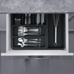 Bestickslåda, 6.5x23.5x31.5 cm, Svart