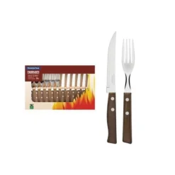 Biffbestick - TRAMONTINA - Churrasco - 12 delar - Trä och rostfritt stål