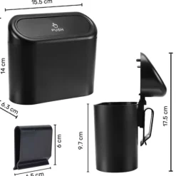 Bilsoptunnaorganisatör mini liten soptunna för bil Alogy svarta sopsäckar 90 st mix 6 rullar