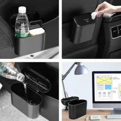 Bilsoptunnaorganisatör mini liten soptunna för bil Alogy svarta sopsäckar 90 st mix 6 rullar