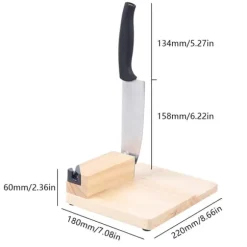 Biltong & Jerky-skärare, guillotin med ek-skärbräda och träbas, hushållsmodell, beige